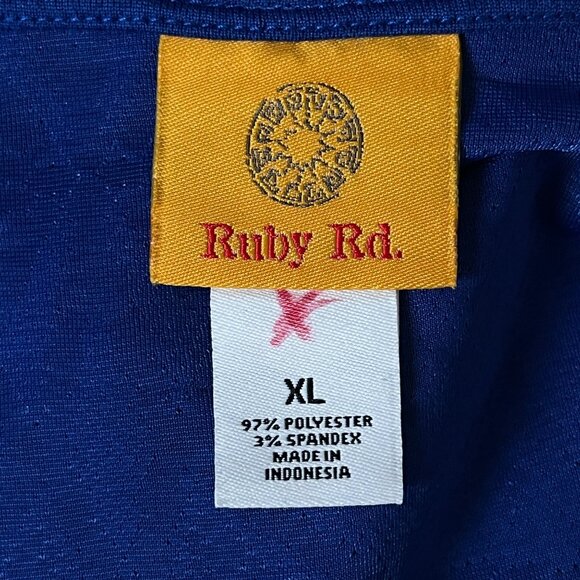 Ruby Rd Blue Lace Top XL Surplice Embellished Classic Career Office Semi Formal - Picture 7 of 11